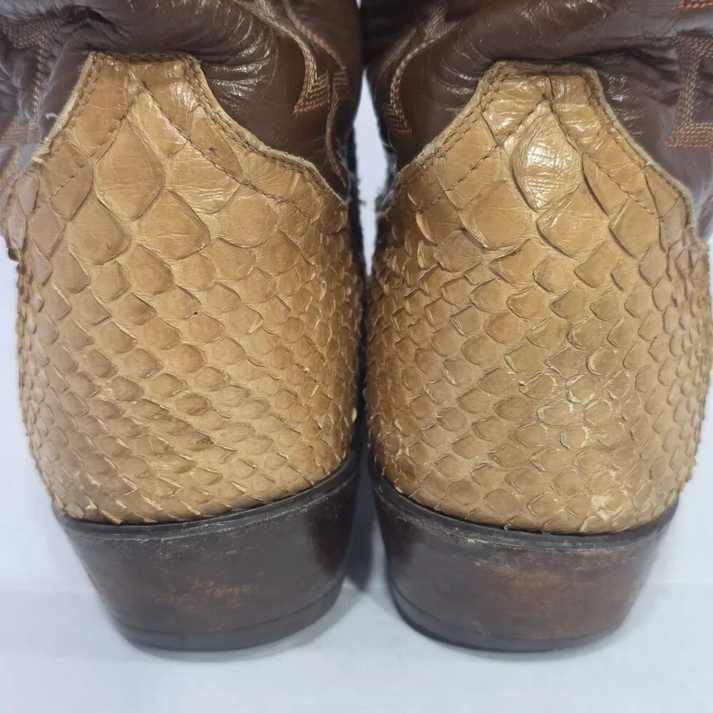 Tony Lama Boots Size 8D Black Label Genuine Python Snake Skin Cowboy Men EXOTIC